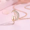 Pendentif Colliers Mignon Animal Chat Lune Collier Charme Amoureux Chaîne Chaton Chanceux Bijoux Pour Femmes Cadeau 2175