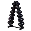 Hexagonal Round Head Rubberized Electroplating Dumbbell Set A-Type Rack Multi-Layer Storage Dumbbells