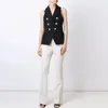 Gilets pour femmes 2022 Mode Version mince de l'artisanat exquis Bouton en métal Décoration Vêtements d'extérieur Manteaux Noir et blanc Deux couleurs