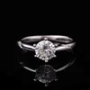 Eleganti anelli di fidanzamento Moissanite da donna in argento sterling S925 placcato platino 05ct-3ct D Color Fine Jewelry