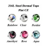 24 pièces G23 Titanium Flat CZ Crystal Crystal Dermeal Piercing Body Box Boîte de bijoux