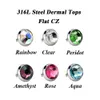 24piece G23 Titanium Flat CZ Crystal Dermal Anchor Piercing Body Jewelry Box Set Internally Threaded with Steel Tops272a6365357