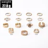 S2625 Fashion Jewelry Knuckle Ring Set Hollow Out Butterfly Geometric Round Stacking Rings Midi Rings Sets 15pcs/set
