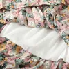 Długa plisowana spódnica Kobiety Wiosna Lato Koreański Elegancki Purpurowy Kwiatowy Wysokowy Waist Sun Szkoła Maxi Kobieta 210421