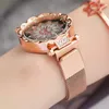 Relojes de pulsera para Mujer, elegante reloj de pulsera de cuarzo con hebilla magnética de malla de acero inoxidable, reloj Floral para Mujer