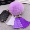 Koreański Kreatywny ICE Silk Tassel Kobieta Klucz Łańcuch Car Key Chain Wisiorek Rex Rabbit Fur Ball Plush Torba Wisiorek