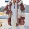 Coat Hoodies Winter 2021 Ny Loose Plysch Stitching Hooded Cardigan Women's Clothing värme