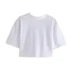 Casual Femmes O Cou Haute Taille T-shirt Été Mode Dames Bureau Couleur Solide Femme Courte 210515