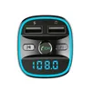 Bluetooth 5 0 Kit de adaptador para automóvil Transmisor FM Radio inalámbrica Reproductor de música Kits para automóviles Círculo azul Luz ambiental Puertos USB duales Carga 286k