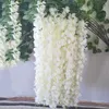 3 Forks/ Stem White Artificial Silk Wisteria Flower String Encryption Garland Vine For Home Wall Hanging Wedding DIY Supplies