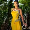 Side Train One Shoulder Mermaid Evening Dresses Crystal Satin Celebrity Gown Arabic Dubai Overskirt Pageant Dress 326 326