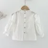 Baby meisje bloemen shirt lente kinderen lange mouw witte baby herfst geboren kleding 210429