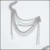 Pinos j￳ias de j￳ias feminina declara￧￣o feminina Moda sier color metal bling shinestone cadeia longa borla grandes broches para mulheres joias de festa gota