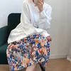 女性の春の夏の中長いハーフスカートプリント油絵の小さな新鮮な女性のファッション薄いシック210520