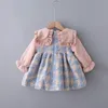 Enfants Robes pour Filles Hiver Épais Plaid Fille Princesse À Manches Longues Vêtements 0-4T E94041 210610