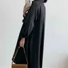 [EWQ] Antumn New Fashion Korean-style Women's Solid Turn Down Collar Knee Length Long-sleeved Loose Shirt Dress Ladies 210423