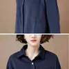 Зеленый военно-морской флот повседневный длинный кимоно рубашка кардиган женщин плюс размер рукава корейских свободных блузки топы весной осень женские 210513