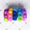 Bracelets en silicone Push Bubble Décompression Pop Finger Toys Bracelet Puzzle Press Stress Bracelet Sensory Tie-dyed Snap Ring Vente G3315879