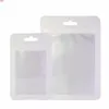 100 pcs liso branco / preto quadro emoldurado front front mylar zip bloqueio sacos hang burace ziplock embalagem saco para acessórios de telefone USB CableHigh Qty
