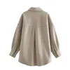 ZXQJ Vintage Women Camel Woolen Kurtki Spring-Autumn Moda Damskie Eleganckie Luźne Długie Płaszcze Streetwear Dziewczyny Chic Outwear