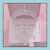 Wedding Hair Jewelry Three-Piece Bridal Crown Necklace And Earrings Crowns Bands Tiaras Hairgrips Headpieces Headbands Drop Delivery 2021 Tk