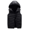 Kvinnors Loose Winter Vest Solid Hooded Zipper Fickor Ladies Coats Casual Ärmlös Jackor Västra För Kvinnligt Mode 211123