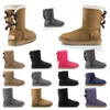 Top Fashion Womens Snow Boots Designer Kvinnor Flickor Ankel Vinterpäls Läder Luxury Ladies Booties Bailey Bow Chestnut Black Brown Wggs Boot Shoes
