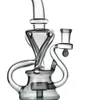 Hookahs Glass Bong Recycler Dab Rig Water Pipes Transparent Black color height 9 Inch 14mm Joint With high Quality Quartz Banger