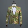Mens gradiente lantejouler glitter blazer marca um botão bowtie incluído blazer hombre dj festa de casamento festa cantor trajes 210522