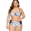 Kvinnors badkläder XL-4XL Bikini Print Push Up Swimsuit Kvinnor Stora storlekar Simdräkt för plus-storlek Bikinis Kvinna Baddräkter 2021