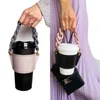 Portabicchieri da tavola in pelle PU Custodia in pelle per bottiglia di vetro portatile Borsa per tazza di caffè ecologica Copertura per bottiglie a catena staccabile per i viaggi