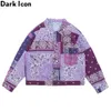 Bandana Patchwork Durable Wearing Jackets Men Women Turn-down Collar Men's Jackets 210603