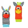 1 pairs Infant Baby Kids hand Wrist and newborn Foot printed cartoon socks rattle toys mix Wholesale