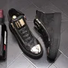 Primavera e outono homens botas de metal decoração de metal luxo moda alta top sapatos flats macho negócios sneakers