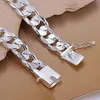 Groothandel 925 Sterling Zilver 10mm Charm Chains 8 '' Armband Bangle Bruiloft Geschenk Box Mode-Sieraden Vierkante Slot Armbanden