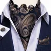 Hommes Premium soie Ascot cravate ensemble Paisley Floral bleu rouge Vintage mariage formel cravate cravate Ascot foulards poche carré ensemble DiBanGu Y1229