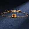Oorbellen ketting 5 stks / partij sieraden set vrouwen zonnebloem accessoires ketting / oorbellen / ring / armband sieraden sets voor meisjes geschenken