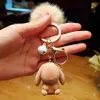 Cute Fluffy Rabbit Chain Girl Women Kawaii chain Best Gift for Friend Key Ring Holder Bag Charms Bunny Pendant Jewelry