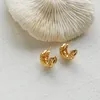Ohrstecker CHUANGU Designer polierte breite Gold-Twisted-Ohrringe für Frauen klobige Halbkreis-Manschetten Großhandelsschmuck