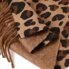 Khaki Leopard Print Wool Scarf Women Imitation Cashmere Korean Version of Autumn and Winter Warmth Thickening and Long Bib Outdoor Shawl