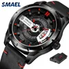 Smael Sport Hommes Montres Top Marque De Luxe Montre À Quartz Hommes De Mode En Acier Étanche Sl-9011 Montre En Cuir Hommes Relogio Masculino Q0524