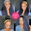 Perruques synthétiques malaisiennes Yaki avec bandeau lisse, cheveux naturels, densité 180, pour femmes noires