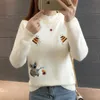 Gebreide coltrui vrouwen herfst winter 2020 nieuwe Koreaanse trui vrouwelijke lange mouw jumper geel pullover truien tops x0721