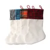 Сублимация 4 цветных рождественских чулки рождественские подарочные пакеты пустой черно-белая сетка теплопередача конфеты носки W-01139