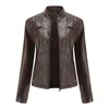 Kvinnorjackor Autumn Women Pu Leather Jacket Kvinna Dragkedja Kort kappa Kvinnlig svart punkbomber Faux Outwear Motor Coat#W4