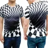 2019 Brand All Over Drukuj Mężczyźni T Shirt Funny Tshirt Illusion Illusion Black-White Graphic O-Neck Pullover Kobiety T-shirt X0621