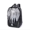 3D Embossed Men Backpack Travel Punk Rock Women Leather Backpack Grimace Owl Skull Fox Lion Pattern Backpacks Funny School Shoulder Bag