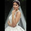 Luxury Lace Appliqued Ball Gown Wedding Dresses Vintage Halter Plus Storlek Öppen Back Bridal Gown