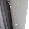 Elegancka Kobieta Pearl Star Tassel Wisiorek Naszyjnik Moda Dwuwarstwowa Gold Chain Choker Charming Damska Biżuteria