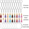 Keychains 200 st akryl Keychain Blanks -kit med nyckelringar Jump Round Clear Discs Circles Colorful Tassel Pendants For DIY MIRI22